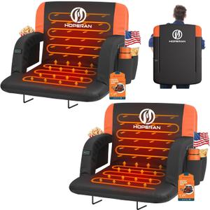 HOPERAN Heated Stadium Seats for Bleachers, Dual Control, Orange/Black, 25" Super Wide