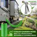 RV Exterior Shower Hose With Sprayer, 15FT Coiled Water Hose with 1/2" Quick Connect Adapter, UV Resistant Optional Flexible Quick Connect Sprayer for RV Outdoor Shower Garden Use 3/4" Fitting
