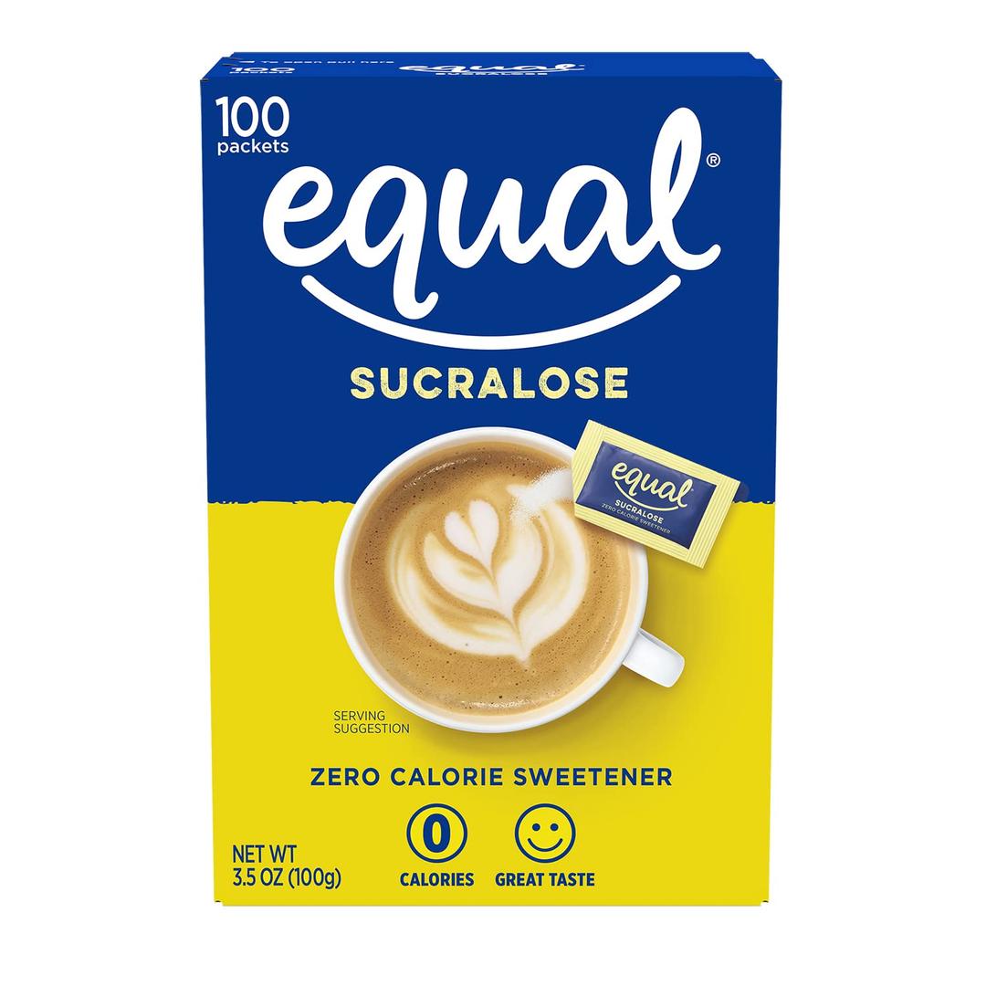 EQUAL Yellow Zero Calorie Sweetener, Sucralose Sugar Substitute, Zero Calorie Sugar Alternative Sweetener Packets, Sugar Alternative, 100 Ct (Pack of 1) (3.5 Ounce (Pack of 1))