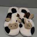 Nackiy Cow Slippers for Women & Men, Cute Animal Fuzzy Slides, Soft Cotton Plush Indoor Outdoor Shoes for Bedroom Living Room House (4-5 Women/3-4 Men)