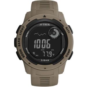 Tactical Watch with Compass,50M Waterproof Pedometer, Digital Altimeter Watch for Outdoor Hiking/Climbing(Cafe)