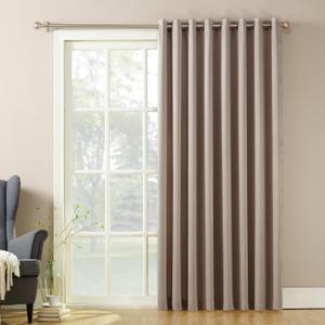 Sun Zero Barrow Energy Efficient Grommet Sliding Patio Door Curtain Panel, 100" x 84", Stone