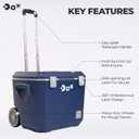 DA Ultra-Light 60 QT Hard Cooler with Wheels and Telescopic Handle, 30% Lighter Than Rotomolded Coolers, Keeps Cold Up to 5 Days, Ice Chest for Camping, Tailgating, Beach
