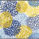 Blue Yellow And Navy Chrysanthemum Flowers Area Rug Non-Slip Soft Microfiber Washable Inside Floor Mats Daisy Floral Throw Rugs Carpet For Living Room Bedroom Office Dorm Home Decor, 36x24 Mat