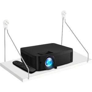 CroBlissful 1 Pcs Projector Shelf for Wall 12 x 6 Inch Modem Router Shelf with Seamless Nail Router Wall Mount Modem Cable Box Under TV Floating Holder Stand Accessories, White