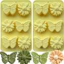 2 Pack Flower Silicone Molds, Large Daisy Flower Baking Molds Butterfly Silicone Chocolate Candy Molds for Soap Making Candle Cookie Ice Cube Wax Melts Cake Decorating Baking Supplies