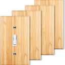 4PC Solid Wood Single Toggle Light Switch Plate 4.5" X 2.76" Bamboo Light Switch Cover Quality Raw Wooden Decorative Bedroom Kitchen Home Decor (Single Toggle) (Standard Size)