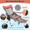 Yuntau Single Reclining Camping Chair with Removable Umbrella Folding Camp Chair for Outdoor(Orange)