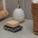 Zig Zag Terrazzo Stone Soap Dish for Bathroom Sink - Concrete Soap Saver for Bar Soap Holder for Shower - Sponge Holder - Self Draining Soap Dish Holder - Kitchen Soap Tray (Black)