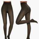 NexiEpoch 2 Pairs Fleece Lined Tights Women - Pantyhose Sheer Black Thick Dress Thermal Warm Fake Leggings for Winter, M