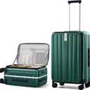 Hanke 24 Inch Checked Luggage Front Opening Rolling Suitcase Hard Sided Luggage with Spinner Wheels Travel Luggagefor Woman Men.(Dark Green)