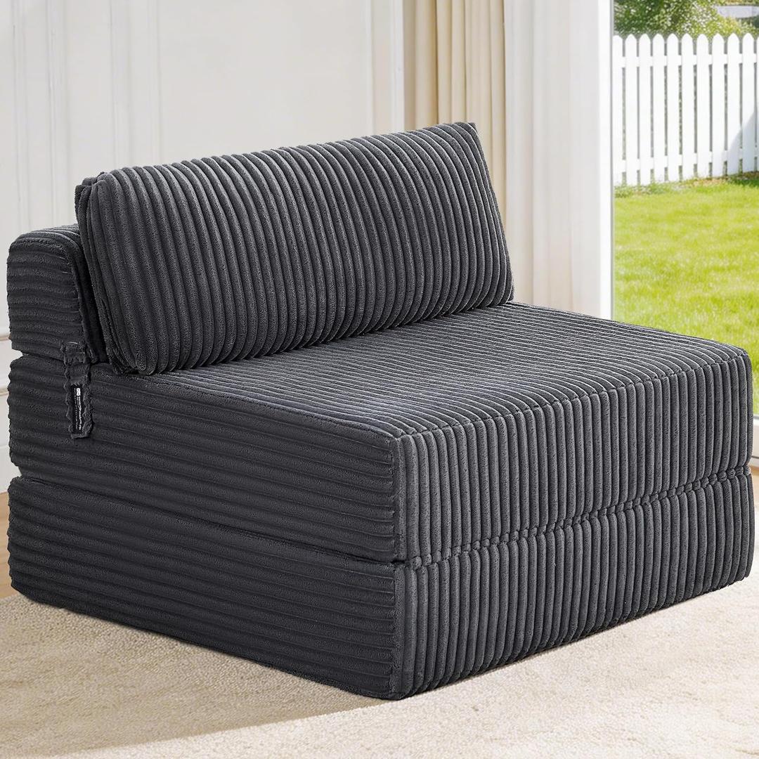Folding Sofa Bed Convertible 4 in 1 Sleeper Chair Gray Twin XL