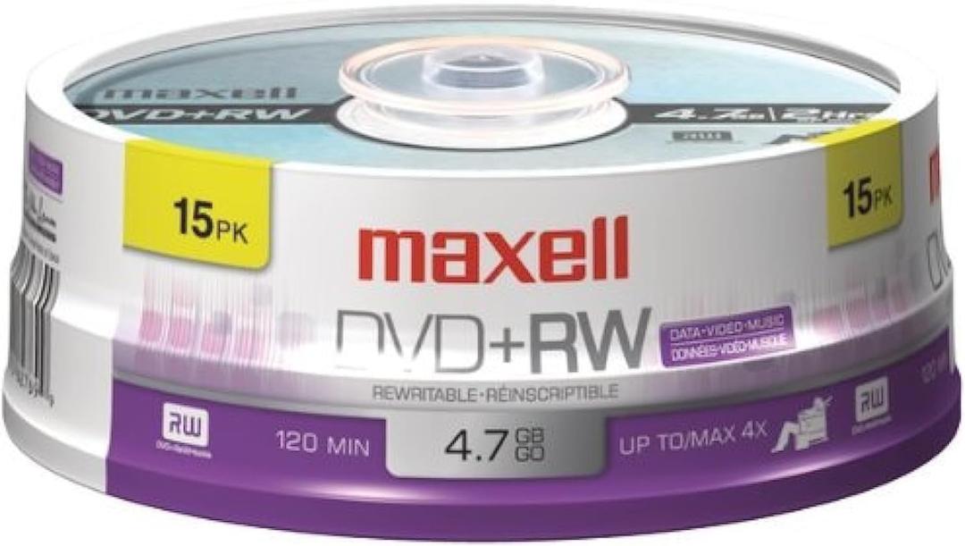 DVD+RW Discs, 4.7GB, 4X, Spindle, Silver, 15/Pack, Sold as 1 Package