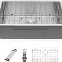 Sarlai 33 Inch Undermount Kitchen Sink - 33 x19 Kitchen Sink Undermount Single Bowl Stainless Steel 16 Gauge Under Counter Sink With Accessories Round Corners