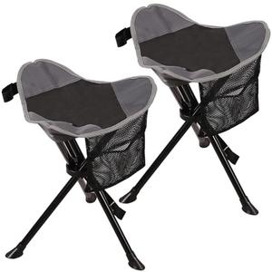REDCAMP 2 Pack Folding Tripod Stools for Adults, Lightweight Portable Camping Stools for Fishing Hunting Backpacking Traveling, Black