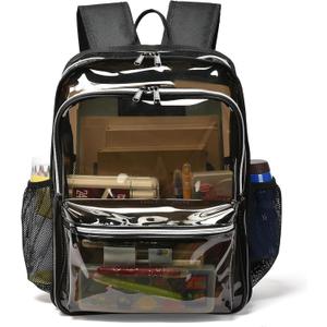 Clear Backpack,Clear Backpacks for School Heavy Duty See Through Bookbag Waterproof Backpack for Men Women (Large-15.5in)