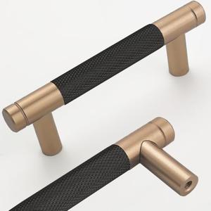 Westablize 24 Pack 3 Inch 76 mm Bar Cabinet Pulls Bronze and Black Knurled Handles for Bronze and Black Drawer Pulls Cupboard Aluminum Handles
