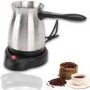 VINGVO Turkish Coffee Maker, Stainless Steel 600ml Electric Turkish Coffee Machine, Arabic & Greek & Turkish Electric Coffee Maker Machine Pot Warmer Kettle,Large Capacity For Home Travel