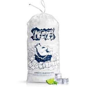 FireKylin Ice Bags 10 lb with Drawstring, 100 Pack Plastic Ice Bags for Ice Storage