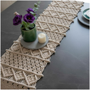 Hastvikas Handmade Macrame Table Runner | 14 x 72 Inches | 100% Cotton Boho Décor | Handmade by Women in Uttar Pradesh, India | Rustic Wedding, Party & Table Decoration (White)