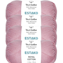 Estako Royal Cotton Classic, (4 Skeins Pack) 100% Giza Cotton Yarn, Soft, Super Fino for Crochet and Knitting (4 x 3.52 Oz) / (4 x 273 Yrds), Baby Pink color