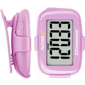 3D Step Counter Clip On with LED Backlight Pocket Pedometer for Walking Outdoor Activities Fitness Tracker Without Smartphone (PINK)
