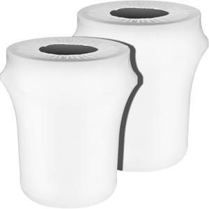 Tanlade 2 Pcs 32 Gallon Stretch Trash Can Spandex Cover Outdoor Waste Garbage Can Spandex Covers for Indoor Kitchen Outdoor Round Waste Container Bin, Without Trash Bin (White)