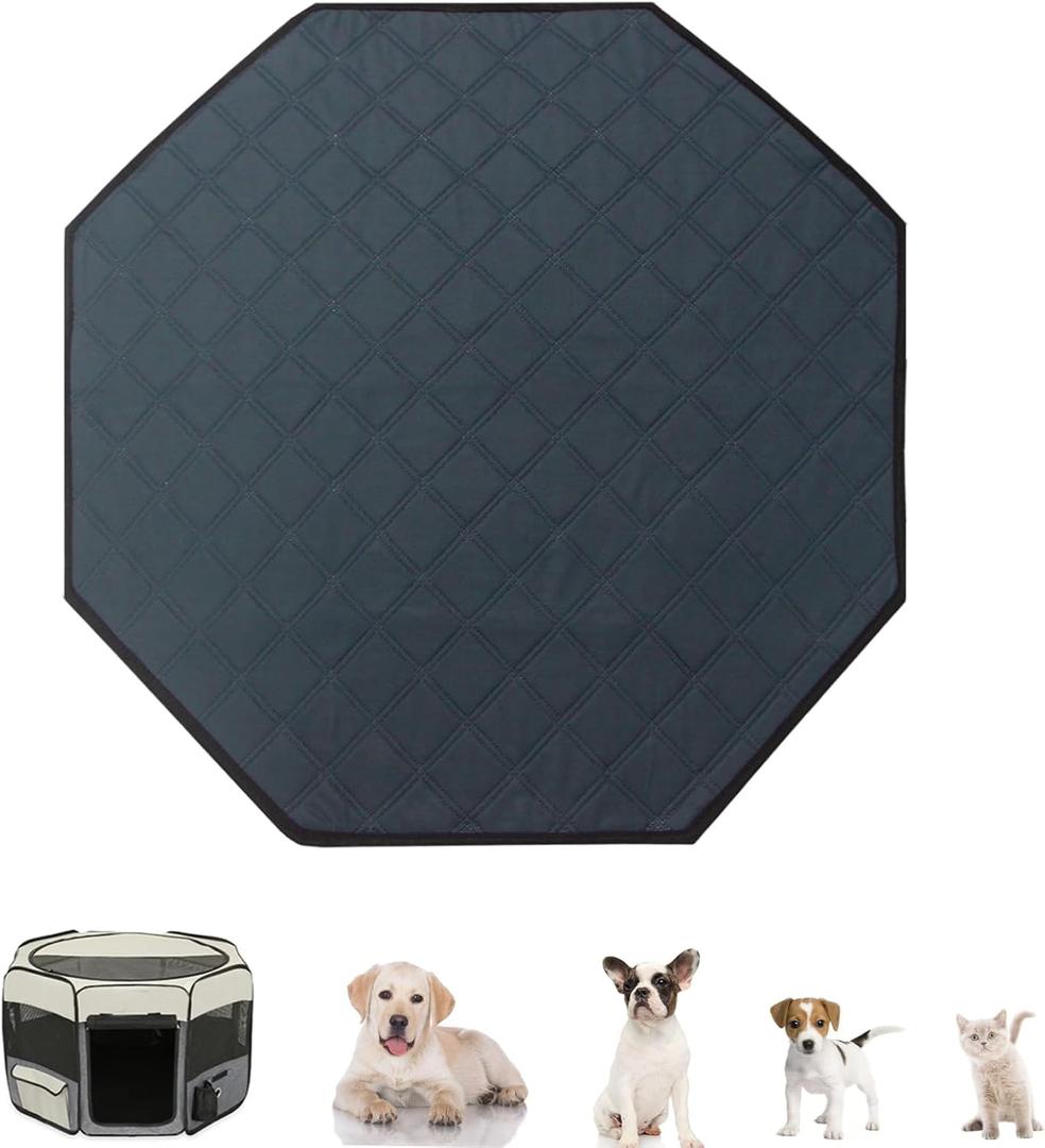 Dog Playpen Mat, Washable Pee Pad for Octagon (L-45' ) Puppy Whelping Pading Leakproof Potty Training Pad Liner for Crate Kennel Indoor (Dark Grey)