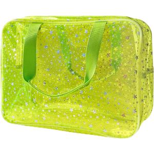 Yellow Star Large Cosmetic Bag and Travel Pouch with Handle,Durable Material,Zipper Design-Ideal for Makeup,Travel Essentials