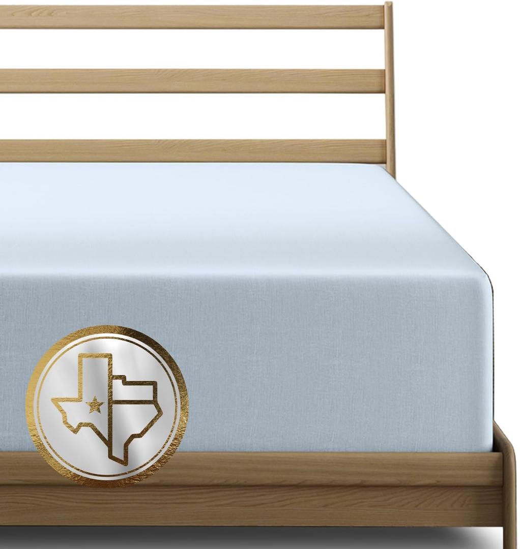 Texas Linen Co. 100% Egyptian Cotton Fitted Sheet Twin XL Size - 1000-Thread-Count Twin XL Fitted Sheet Only, Soft, Cooling, 16" Deep Pocket Luxury Sateen Weave Bottom, Hotel Quality - Light Blue