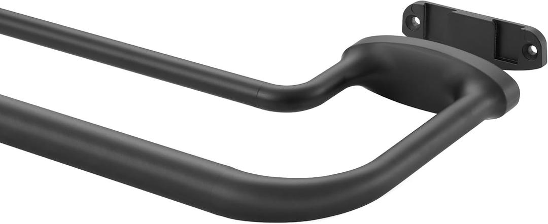 Black Double Curtain Rods for Windows 48-84 Inches,1 Inch Adjustable Double Wrap Around Blackout Curtain Rod with Aluminum Finials and Brackets