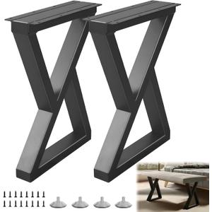 20 Inch Coffee Table Legs Black, Heavy Duty Metal Furniture Legs for DIY End/Side Tables, Modern Desks, Bench, Sofa, Dining Desk Legs, Z Style