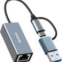 USB 3.0 to Ethernet Adapter, Ethernet to USB C Adapter 2-in-1, RJ45 Gigabit Network (1000Mbps) Hub Compatible with iPhone 15 16 17/USB-C iPad, MacBook/Pro/Air, Laptop, Windows 11/10/8/7, etc