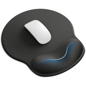 Laborio Mouse Pad with Wrist Rest, Ergonomic Mouse Pads for Desk, Office Non-Slip Large Mousepad with Gel Wrist Support(Black, 10.6''L x 9''W)