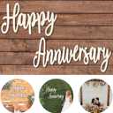 Happy Anniversary Banner Decorations- Wooden Happy Anniversary Sign for Party Decor Backdrop, Men Women 50th Birthday Decoration, 20th/25th/50th Wedding Anniversary Decoration