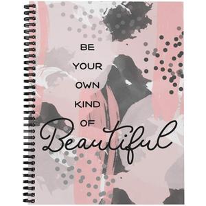 Softcover Own Kind of Beautiful 8.5" x 11" Motivational Spiral Notebook/Journal, 120 College Ruled Pages, Durable Gloss Laminated Cover, Black Wire-o Spiral. Made in the USA