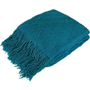 PAVILIA Teal Blue Knit Throw Blanket for Couch Bed, Soft Knitted Farmhouse Sofa Throw for Living Room, Lightweight Decorative Summer Throw Blanket for Chair, Outdoor Textured Boho Blanket, 50x60