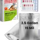 20 Mylar Bags for Food Storage, 2.5 Gallon Capacity, Extra Thick 15 Mil, with 1000cc Oxygen Absorbers, Resealable, Stand-Up Gusset, Ideal for Long-Term Food Storage