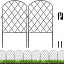 Decorative Garden Fence 24 Pack,24 Ft (L) X 24 in (H) Black Mesh Rustproof Metal Fence, Animal Barrier Fence for Small Dog, Border Folding Patio Fences,Outdoor Flower Bed Landscape Decor