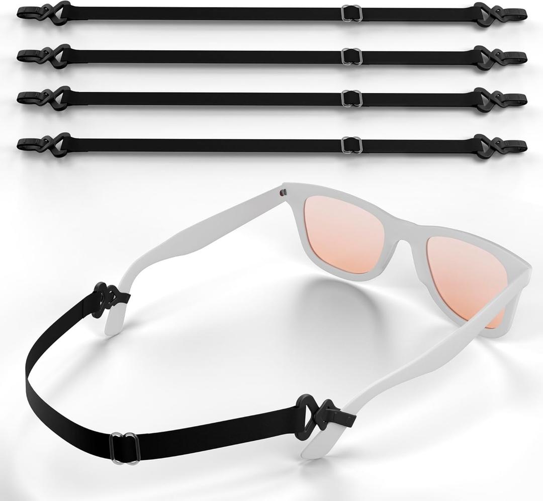X-Protector Eye Glasses Strap - 4 PCS, Black - Sunglasses Strap with Universal Glasses Holder - Adjustable Eyeglasses Straps
