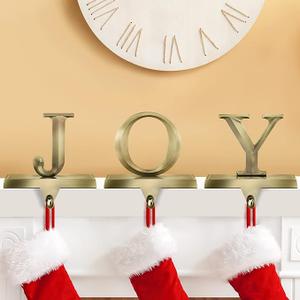 MCEAST Pack of 3 Christmas Stocking Holders Metal Mantel Stocking Clips Fireplace Stocking Hangers for Christams Decoration, Bronze