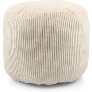 Sexysamba Round Corduroy Pouf Cover Only, 20"x 16" Unstuffed Decorative Ottoman Foot Stool Rest, Washable Storage Bean Bag Chair Floor Pouf Covers for Living Room Bedroom, Beige