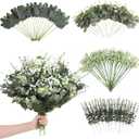 120 Pcs Mixed Artificial Eucalyptus Leaves Stems Bulk,Baby Breath Artificial Flowers Bulk with Eucalyptus Leaves Greenery Stems for DIY Bouquets Wedding Floral Home Decor (Green-120pcs)