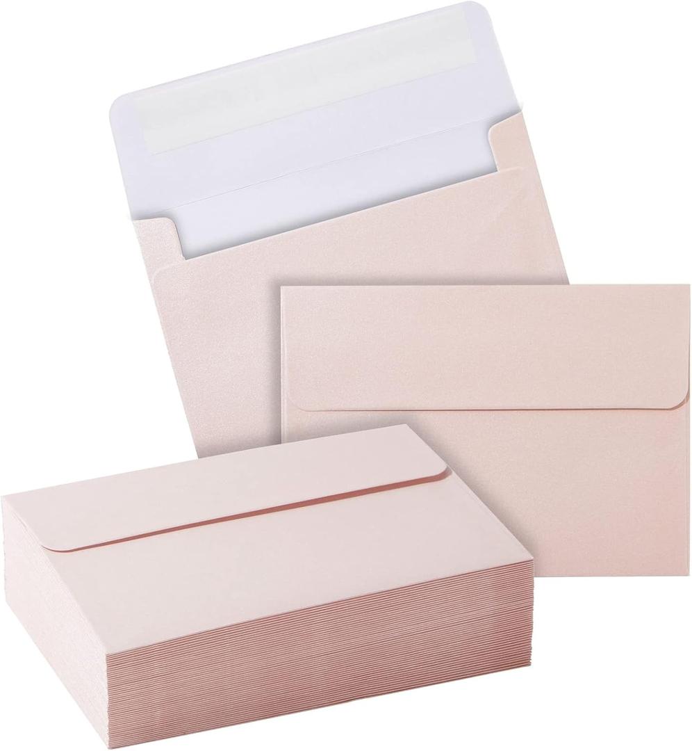 50 Pack A1 Premium Invitation Envelopes for Wedding, Metallic Pink, Mini Sized (3.6  5.1 In)