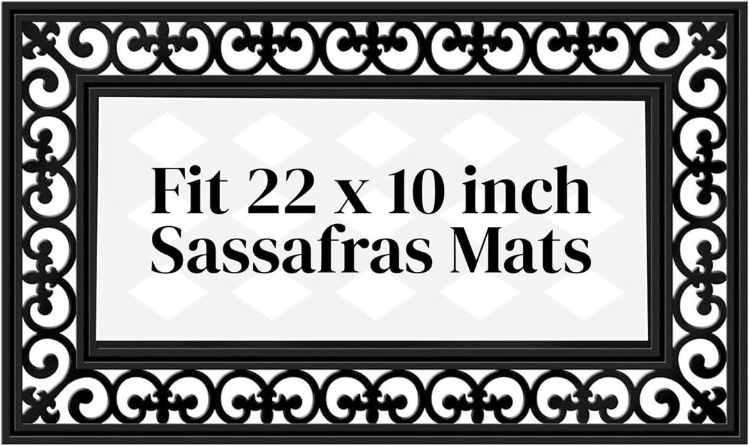 Evergreen Flag Sassafras Door Mat Tray, All-Weather Weatherproof Doormat for Indoor and Outdoor Entrance, Non-Slip Backing Entryway Front Door Mats (Fleur Scroll, 32 x 20 Inches) (1'8" x 2'8" (Rectangular))