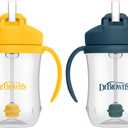 Dr. Brown's Milestones Baby's First Straw Cup, Training Cup with Weighted Straw, 9oz/270mL, Dark Blue/Vintage Yellow, BPA Free, 6m+, 2 Pack