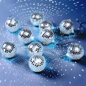 Youdepot Disco Ball Light String  10 LED 9.84-Foot Mirror Disco Ball String Lights, Battery Powered for Party, Wedding, Christmas, Holiday, Classroom Decor (Silver White, 1.57 Inch)