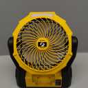 Battery Operated Fan for Dewalt 20V Max Battery, 5.7m/s High Speed Rechargeable Portable Fan with USB Powered & 4 Speed & 2 Light for Camping, Workshop, Garage, Jobsite (Not Included Battery) - Yellow