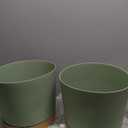 QCQHDU 8 inch Plant Pot, 2 Pack Planters for Indoor Plants with Drainage Holes & Saucer, Outdoor Flower Pots Home Garden Modern Decor (Green)