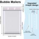 Henoyso 30 Pcs Extra Large Bubble Mailers 14 x 19 Inches Resealable Padded Envelopes Waterproof Shipping Bags Poly Padded Mailers Bulk for Mailing Packaging Small Business(White)